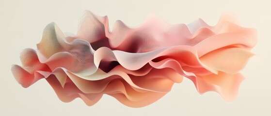 Wall Mural - Layered, wavy shapes in gradient hues forming a dynamic, engaging visual style