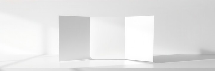 Wall Mural - modern trifold brochure mockup on a white background with shadows, blank, display, showcase
