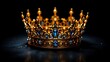 © Din Nasahrudin - Golden crown of a king or queen at low angle against black background