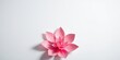 © GiftedFrames - A single pink paper flower, delicate and intricate, blooms against a stark white background, capturing the essence of simplicity and elegance.