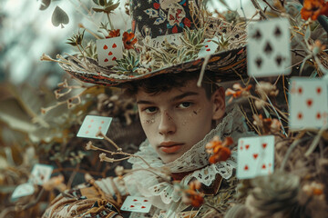 Wall Mural - moment of magic journey in wonderland created with generative ai technology