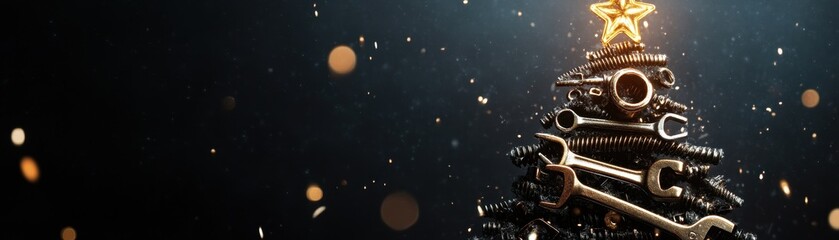 Wall Mural - a christmas tree made of tools and nuts