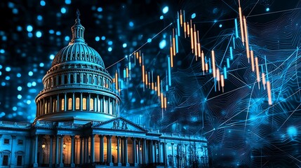 Wall Mural - capitol building, government, stock market. an artistic representation of the capitol building overl