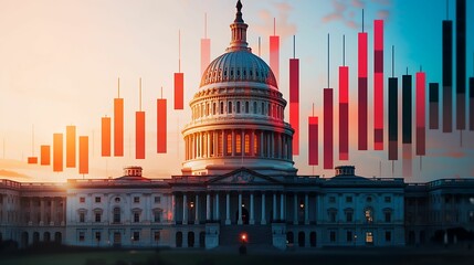 Wall Mural - capitol building, government, stock market. the image features the u.s. capitol building against a c