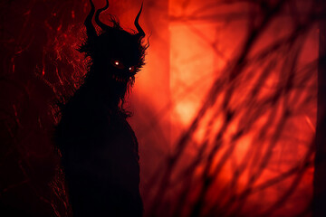 Wall Mural - AI generated image concept of demonic monster with horns