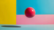 © Brett - Energetic Snapshot of a Bright Rubber Ball Mid-Bounce Against a Minimalist Background
