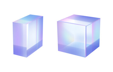 Wall Mural - 3D glass holographic isolated set of gradient figures. Vector illustration of abstract hologram textures, pearly sphere shapes, circle and half circle figure. Can be used for invitations