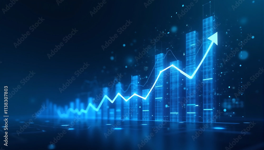 Chart Background Gradient A conceptual image featuring a blue gradient background with glowing ...