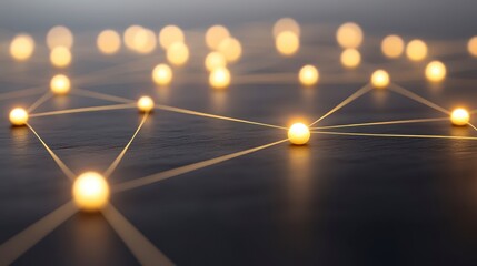 Global Network Connection Illuminated Nodes Lines