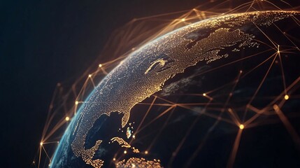 Wall Mural - global network illuminated earth connections