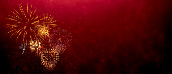 Wall Mural - fireworks with abstract bokeh background
