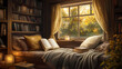 © Thiago - Visualize a cozy reading nook, a personal haven for tranquility and immersion in stories. Haven. Illustration