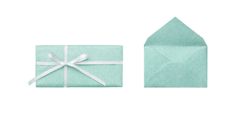 Wall Mural - the clipping of the the clipping of the pale green gift with the ribbon of the silver with the lam a