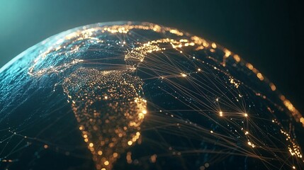 Wall Mural - global network illuminated earth connections