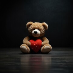 Wall Mural - teddy bear with heart shaped gift