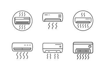  air conditioning icon line art vector illustration