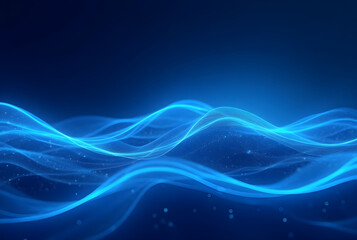 Wall Mural - wave background with elegant blue neon wave effect. premium design for wallpaper, banner, poster.