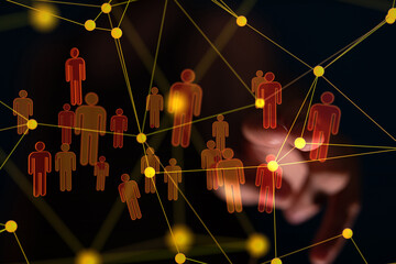 Fototapete - communication network digital group connect