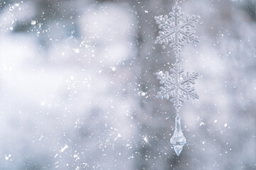 Wall Mural - christmas decorations on branch fir outdoor, christmas tree.
