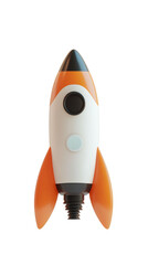 Poster - Simple rocket ship 3d rendering on transparent background, ideal for space exploration, startup, and innovation projects