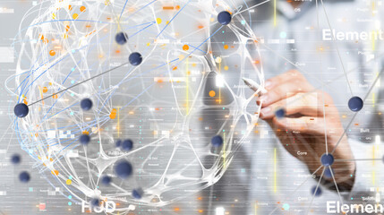 Leinwandbilder - Global network. Blockchain. 3D illustration. Neural networks and artificial intelligence. Abstract