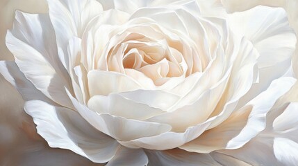 Wall Mural - Creamy White Rose Close Up Detailed Painting