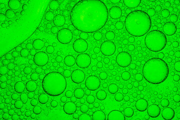 Wall Mural - Close-up green macro bubble,Close up air bubbles on beautiful light green background. abstract macro cool