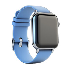 Poster - Wireless smartwatch with light blue strap showing blank screen on transparent background
