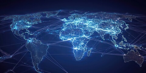 Wall Mural - A logistic transport route diagram displaying connected countries and transportation methods.