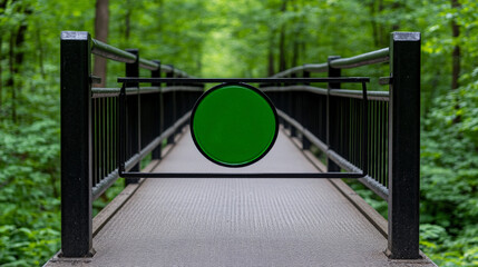 Wall Mural - Green Circle on Bridge in Forest 