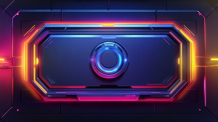 Wall Mural - futuristic neon panel with central circular element