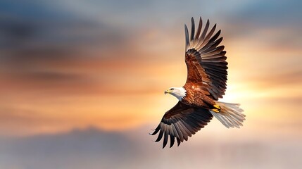 Wall Mural - A photostock of a majestic eagle soaring in a clear blue sky, Ultra-Realistic, Photo Realistic, highly detailed, 