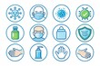 © Najmul Design Hub - 'COVID-19 Prevention Vector Set: Masks, Hand Sanitizers, Social Distancing Icons, and Hygiene Graphics'