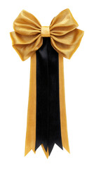 Aufkleber - Elegant gold and black ribbon bow with transparent background, ideal for decorating and embellishing