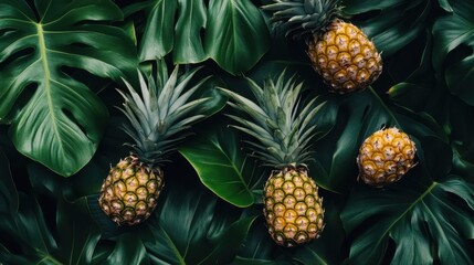Wall Mural - tropical paradise vibes - vibrant pineapple and leaves pattern for summer holiday designs