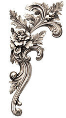 Poster - Metallic floral ornament with transparent background, perfect for vintage or luxury projects