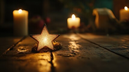 Sticker - Star shining over the manger of Jesus Christ symbolizing Christmas and divine light