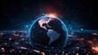 © jobim - The image depicts a digital representation of Earth, showcasing a futuristic and high-tech aesthetic. illuminated with a network of glowing blue lines and dots, symbolizing data connections