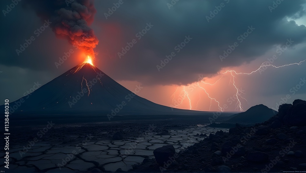 Volcanic eruption and lightning storm collide in a breathtaking display ...