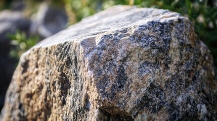 Wall Mural - A bird sits atop a big rock, with a scenic view in the background