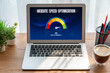 © InfiniteFlow - Computer software evaluating website loading speed. Concept of improving website loading speed snugly.