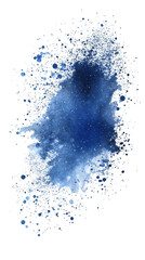 Leinwandbilder - Blue watercolor splash with abstract splatters and drips isolated on transparent background, perfect for bringing an artistic touch to any project