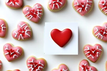 Canvas Print - A collection of heart shaped cookies arranged on a surface