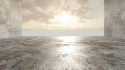 Aufkleber - Surreal desert landscape with soft shadows vast open space digital art ethereal ambiance wide-angle view tranquility