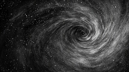 Poster - Cosmic whirlwind swirling vortex of dots in a dark void creating an infinite universe abstract digital art