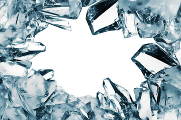 Poster - Frozen water crystals form stunning frame, creating captivating icy border with central void. intricate details and sharp edges of ice crystals are beautifully highlighted