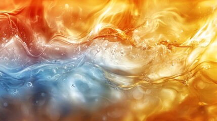 Wall Mural - Abstract swirling blue and orange liquid.