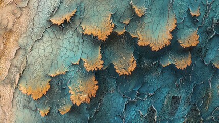 Aufkleber - Weathered surface patterns abstract art textured background vibrant colors close-up view evolving nature