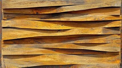 Aufkleber - Artistic rustic workshop display textured beauty of horizontally stacked wooden planks in natural setting