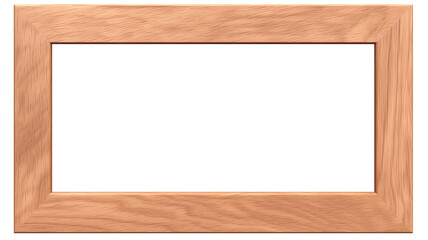 Poster - rectangular wooden photo frame with natural finish, isolated on white background, showcasing its simple and elegant design